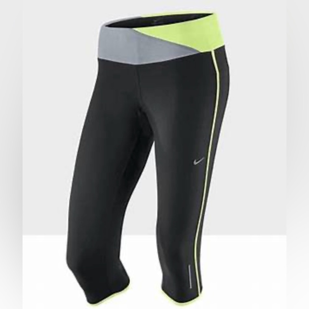 Nike Dri Fit Women’s Sz L Dk Gray Capri Athletic Running Leggings‎